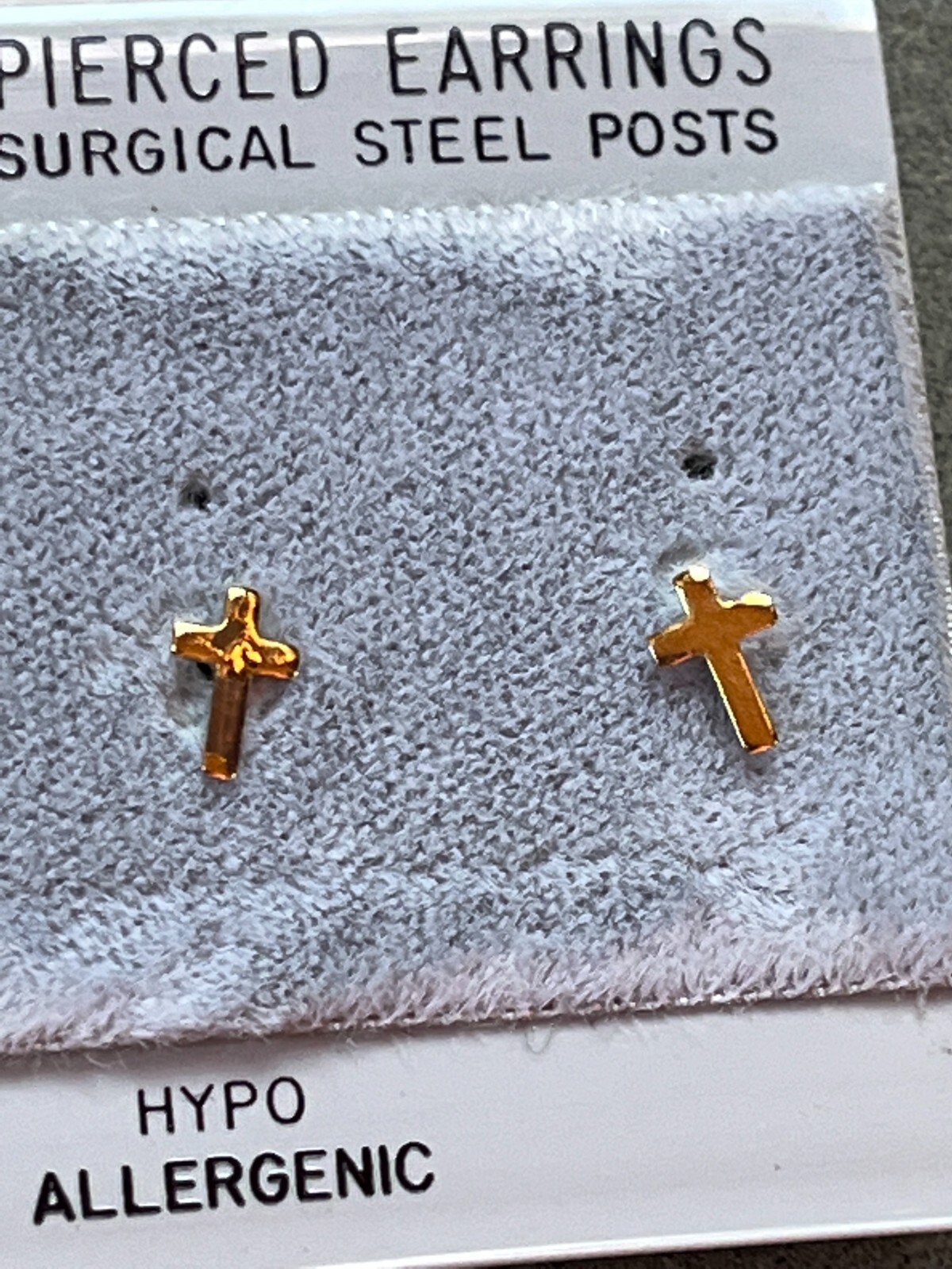 Vintage Dainty Simple Goldtone Religious Cross Post Earrings for Pierced Ears –