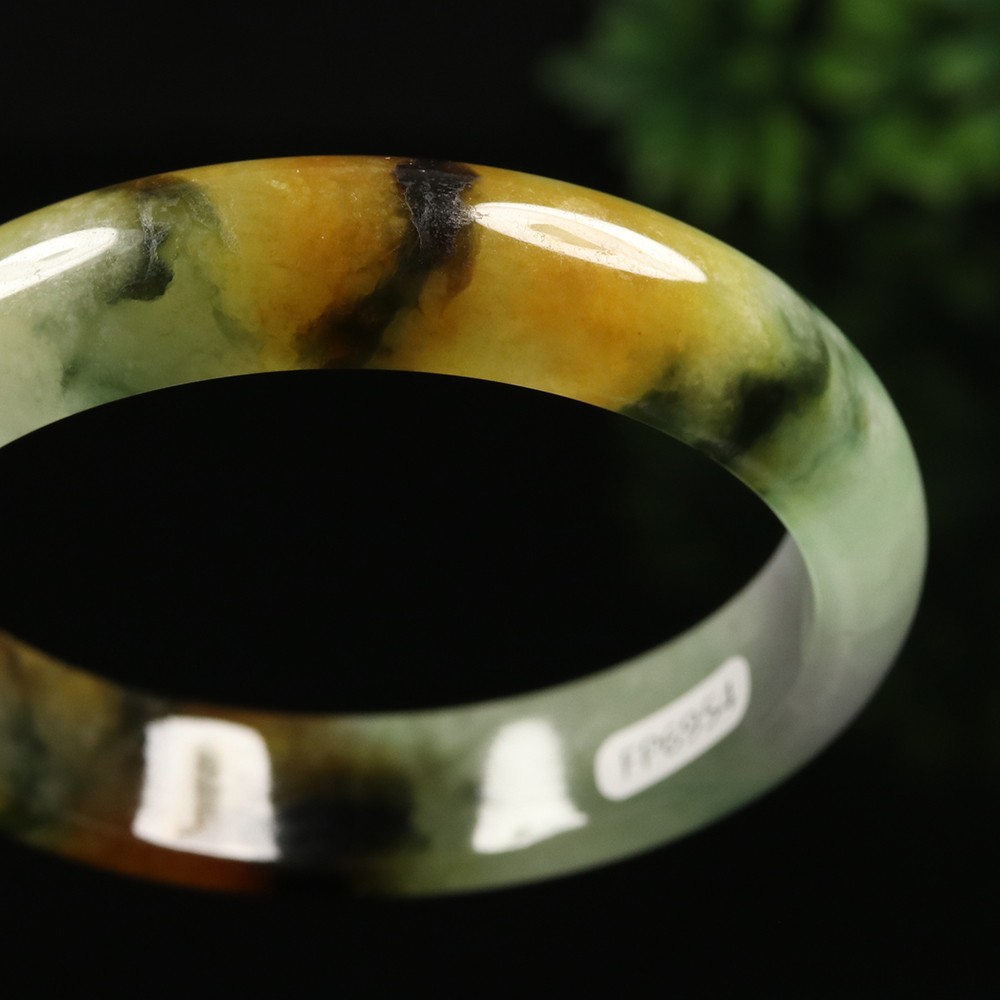 59mm Brown Lanvender Green Jadeite Jade Bangle Bracelet Burma Jadeite A-13961