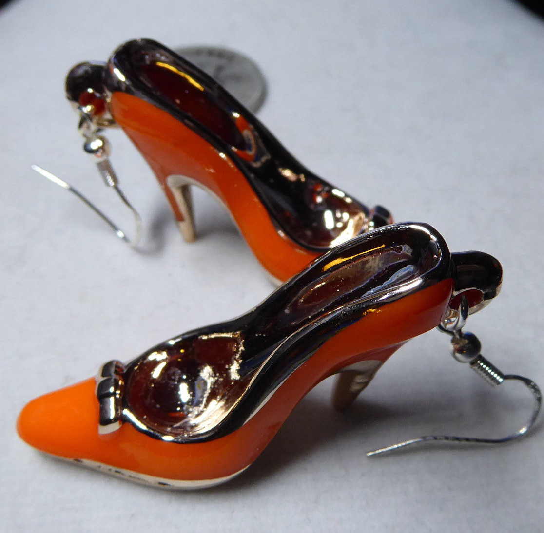 Unique Orange 925 EARRINGS HIGH HEEL SHOES STILETTO Halloween Nora Winn