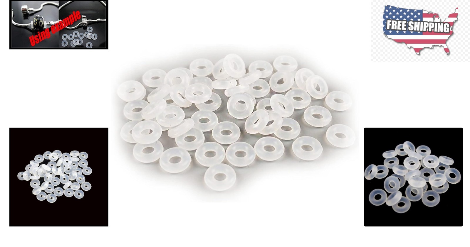 Versatile 80 Pcs Clear Silicone Rubber Bead Stoppers for Creative Jewelry Design