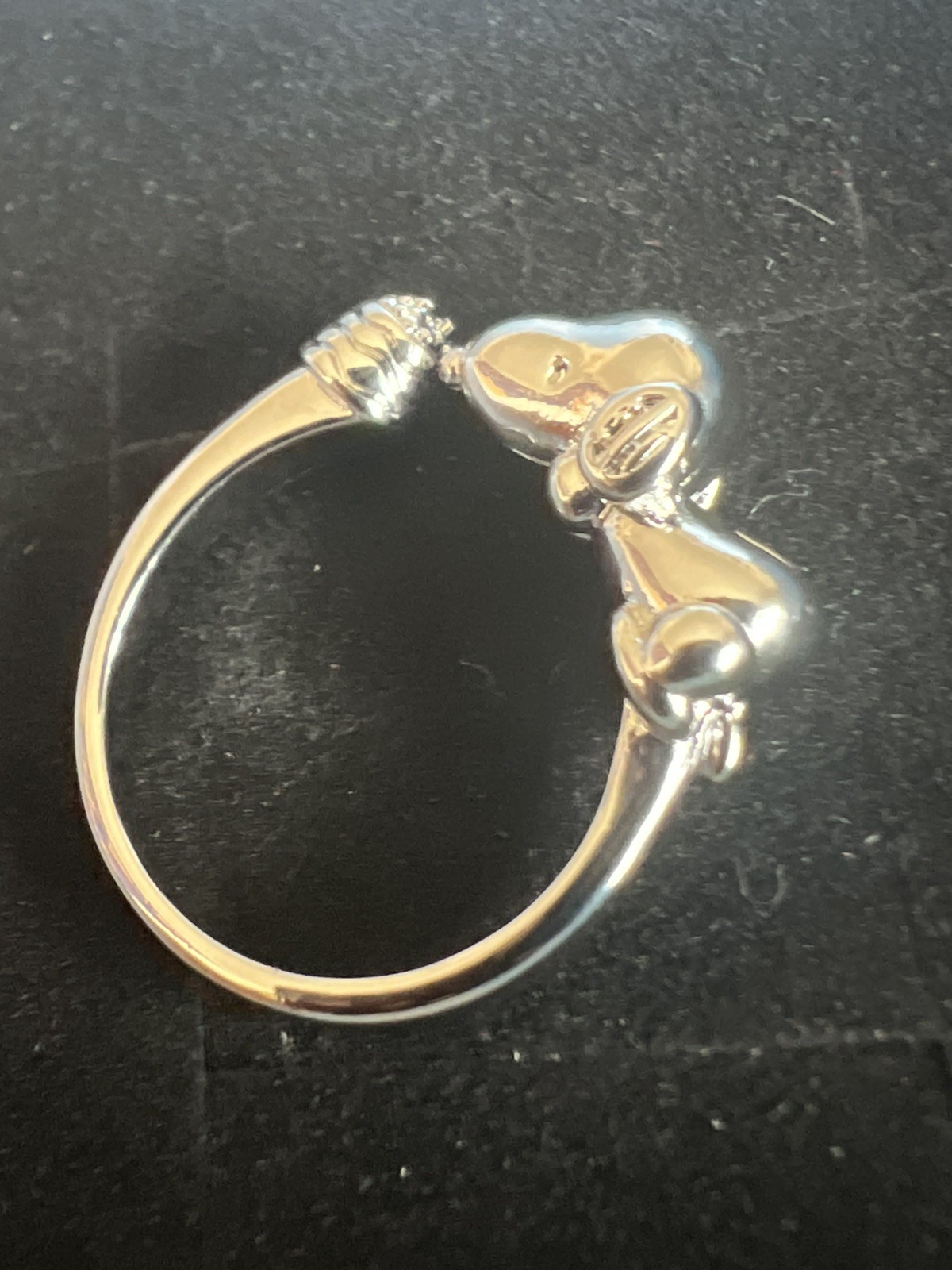 Peanuts Snoopy With Bowl Adjustable Silver Tone Ring One Size Fits All Pet Lover