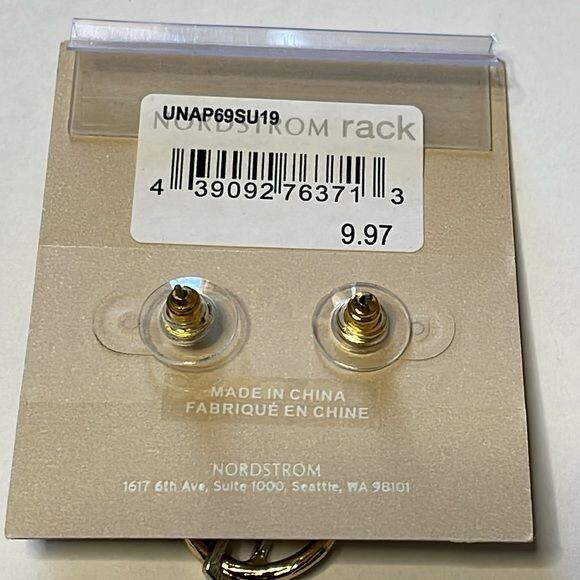NWT 14th & Union Rectangle Interlocked Circle Earrings Gold Silver Tone Metal