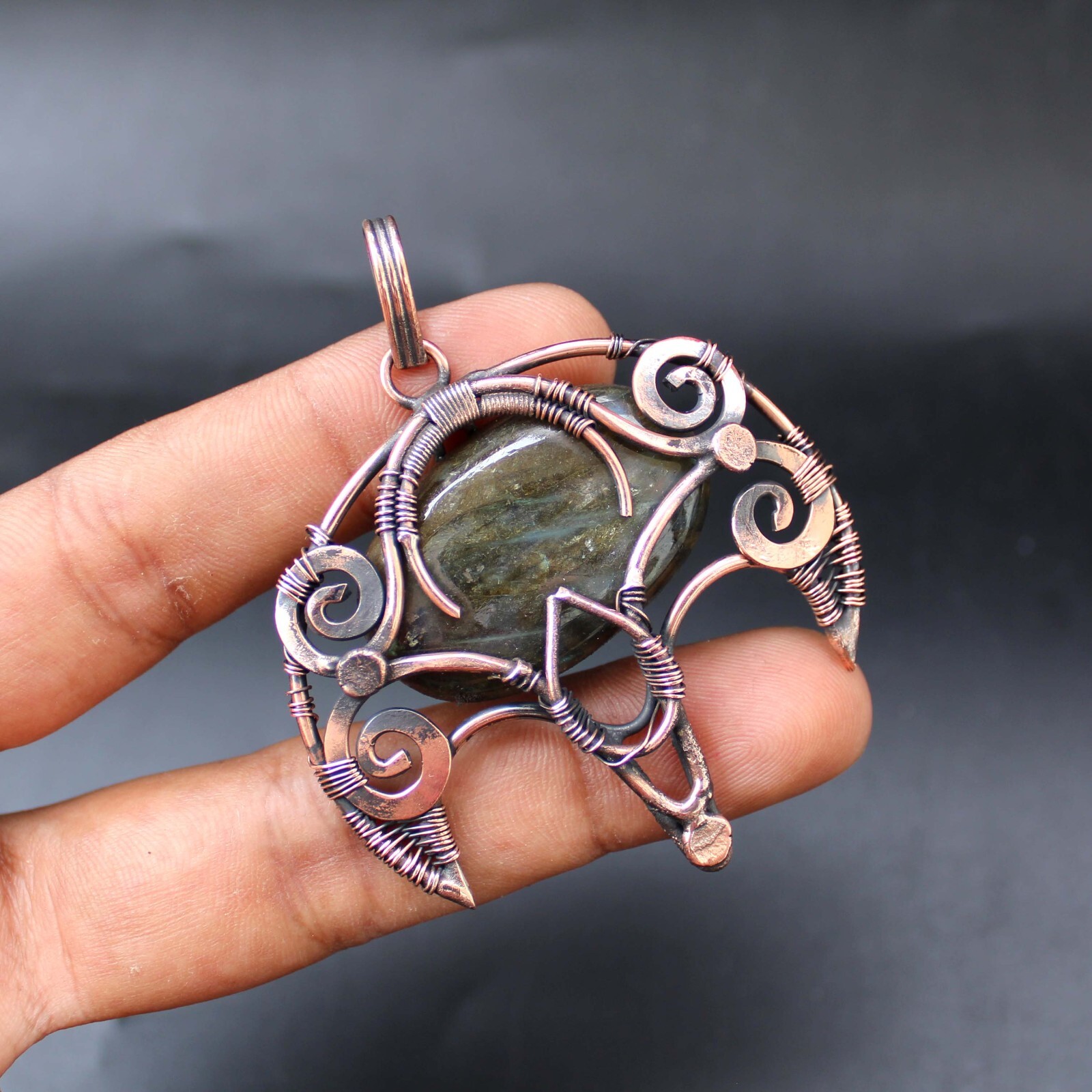 Labradorite Wire Wrapped Pendant Labradorite Pendant Copper Wire Wrap Jewelry
