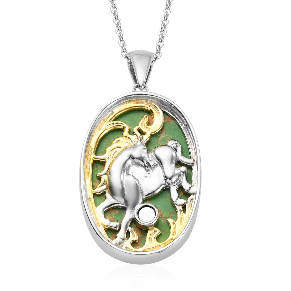 27.75ctw Mojave Turquoise Pendant & Chain 20″ Platinum Plated Copper & Stainless