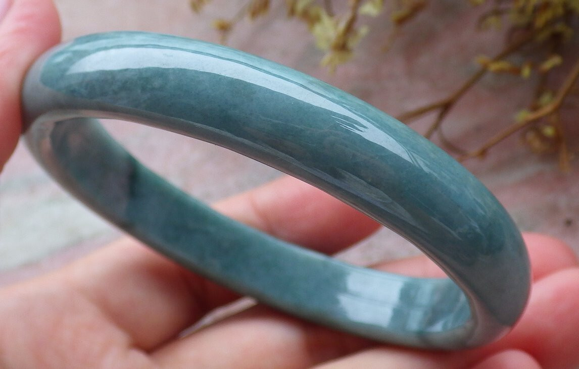 Certified Blue Green Burma Natural JADE JADEITE Bangle Bracelet 59 mm 401219 TS