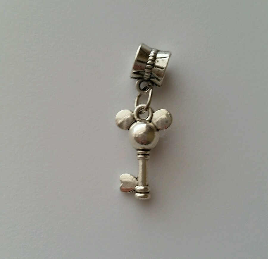 Cartoon Mouse Key Mouse Dangle Silver for European Bracelet Or Clip On Charm