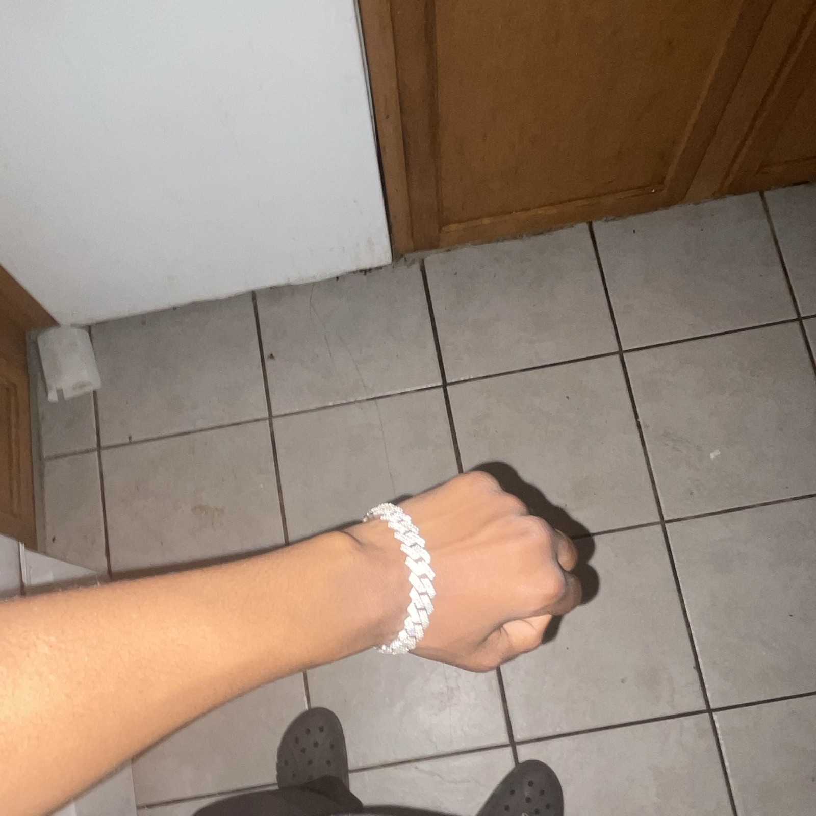 Silver Tone VVs moissanite diamond Cuban Link Bracelet, Box Clasp Closure