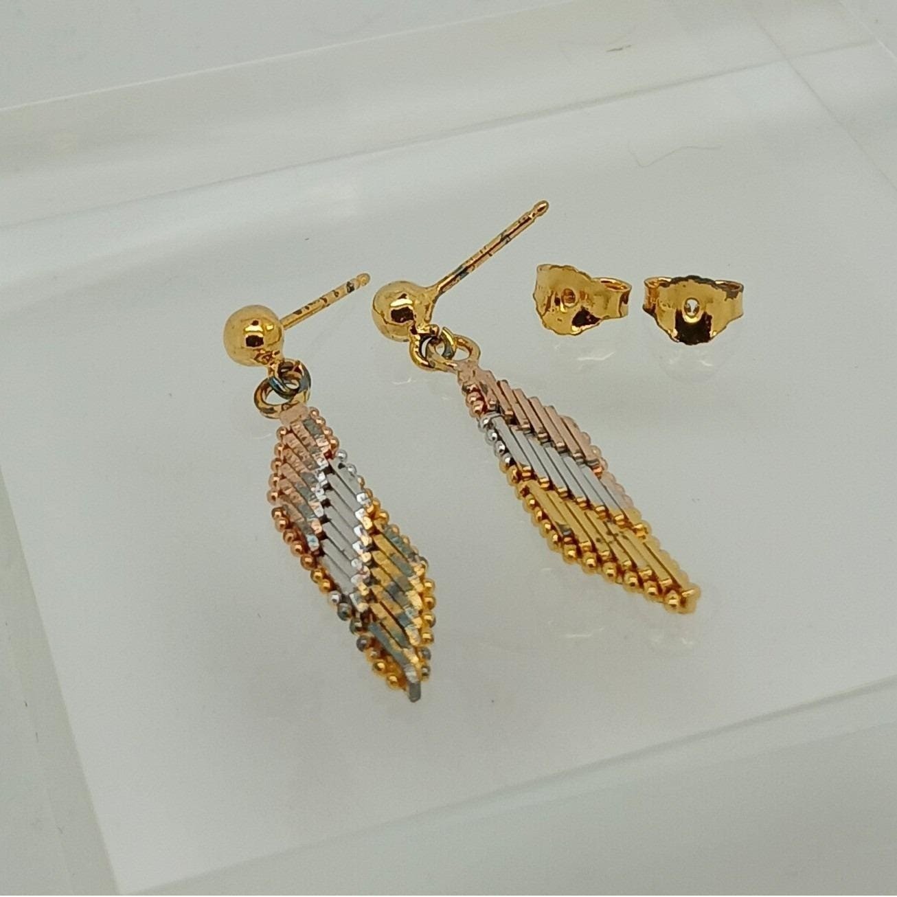 Tri-Color Gold Vermeil Sterling Silver Diamond Cut Dangle Ball Stud Earrings New