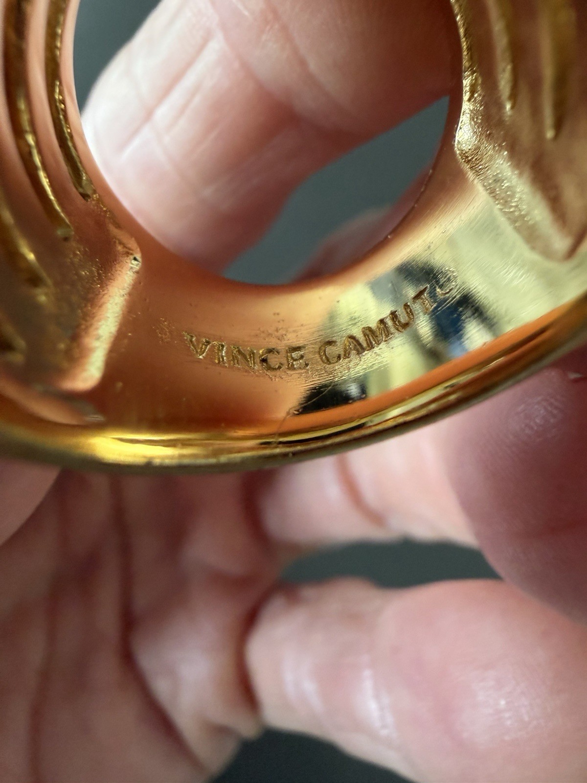 Vince Camuto Gold Tone Yellow Modernist Statement Ring Size 6.5
