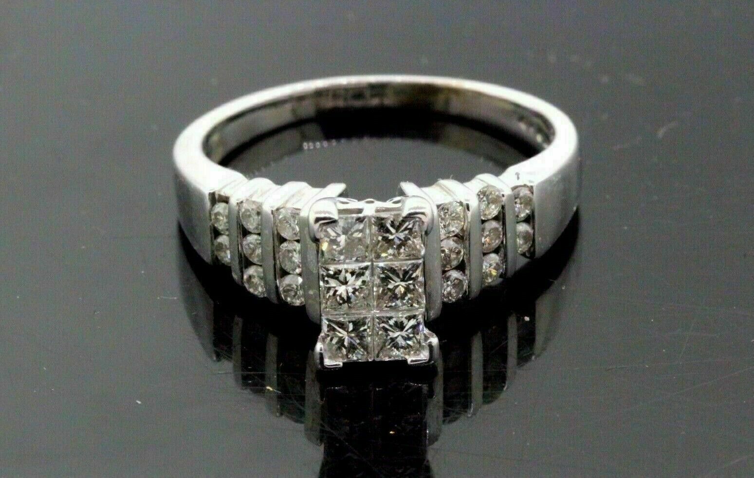 6Ct Simulated Diamond Engagement Wedding Ring 14k White Gold Plated Silver