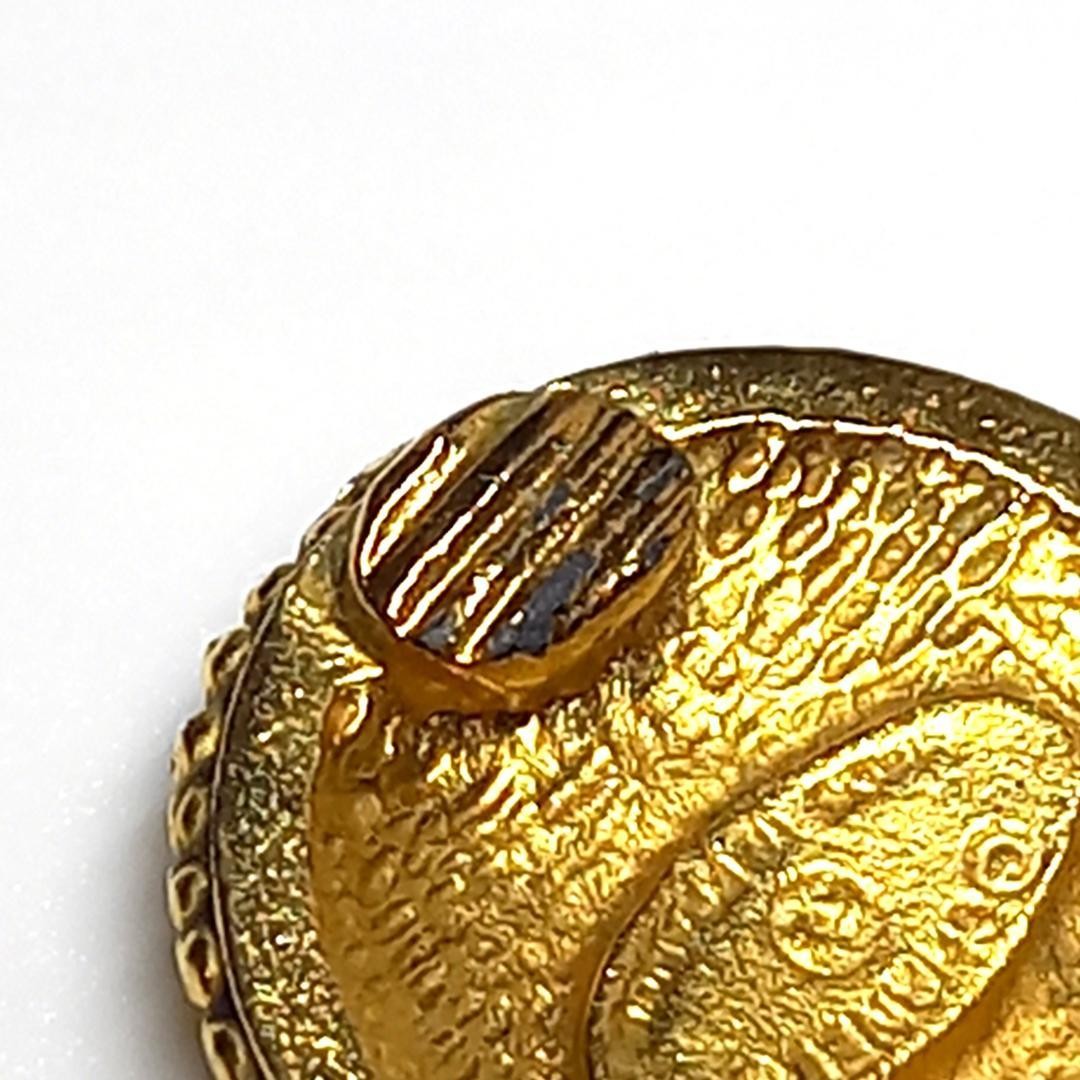 Chanel Earrings Gold Coco Mark Logo Metal Round Fashion Accessory Vintage Used