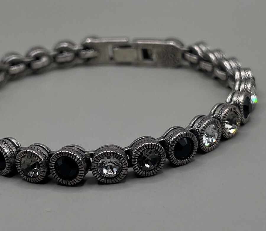 Patricia Locke USA Womens Tennis Bracelet Silver Plate Swarovski Crystal 7” 2006