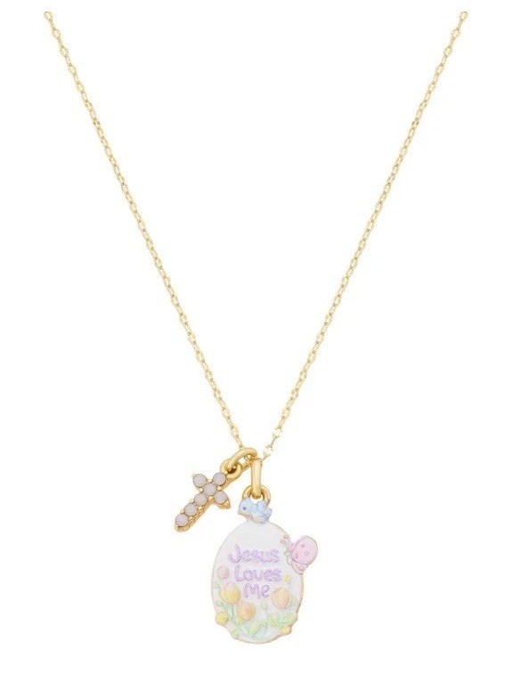 Precious Moments 14k Gold Flash Plated “Jesus Loves Me” Pendant Necklace