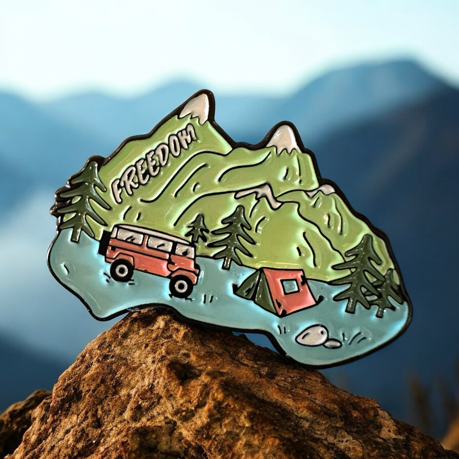 Enamel Pin Camping Tent Outdoors Brooch Backpack Travel Hiking Van Mountains New