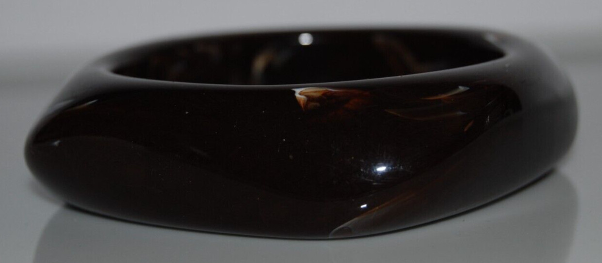 Elegant Couture Brown Swirl Large Bold Square Acrylic Statement Bangle Bracelet
