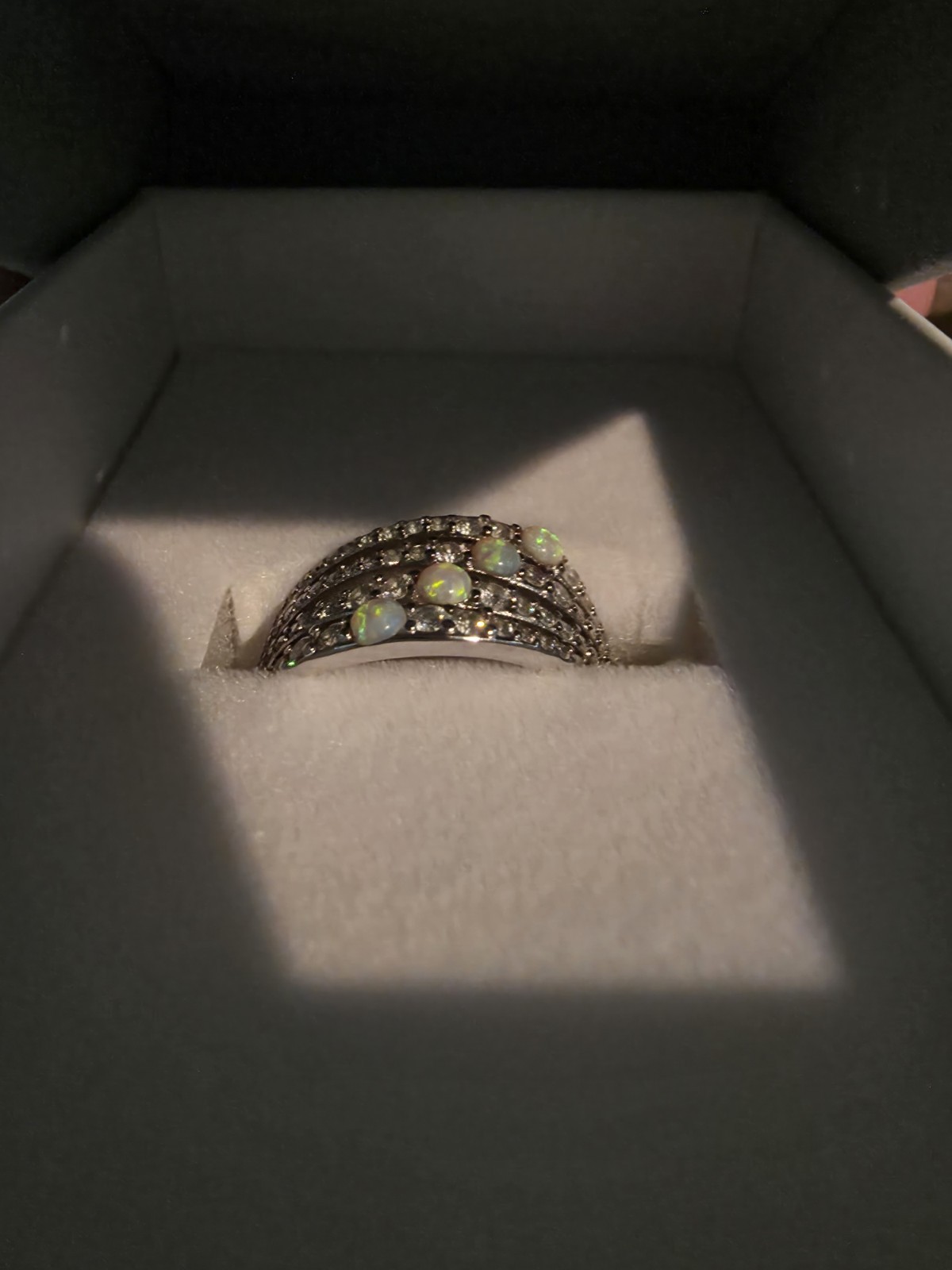 Bomb Party Lux Band Holiday 2023 Sz 10 Luxe In Love Rhodium Lab grown fire Opal