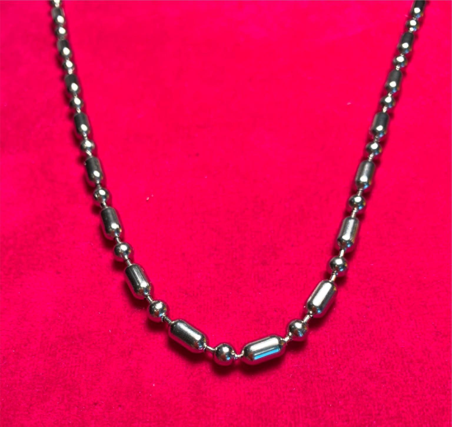 84″ 4.5mm STAINLESS STEEL SILVER BALL & OVAL CHAIN WITH LOBSTER CLAW CLASP
