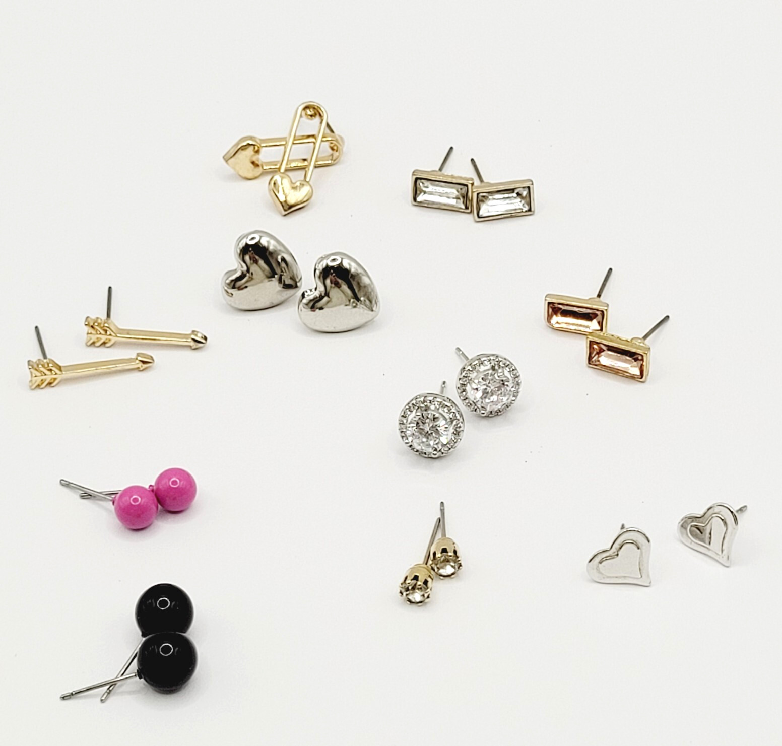 10 Pair Stud Mixed Material Tone Color Modern Pierced Earrings
