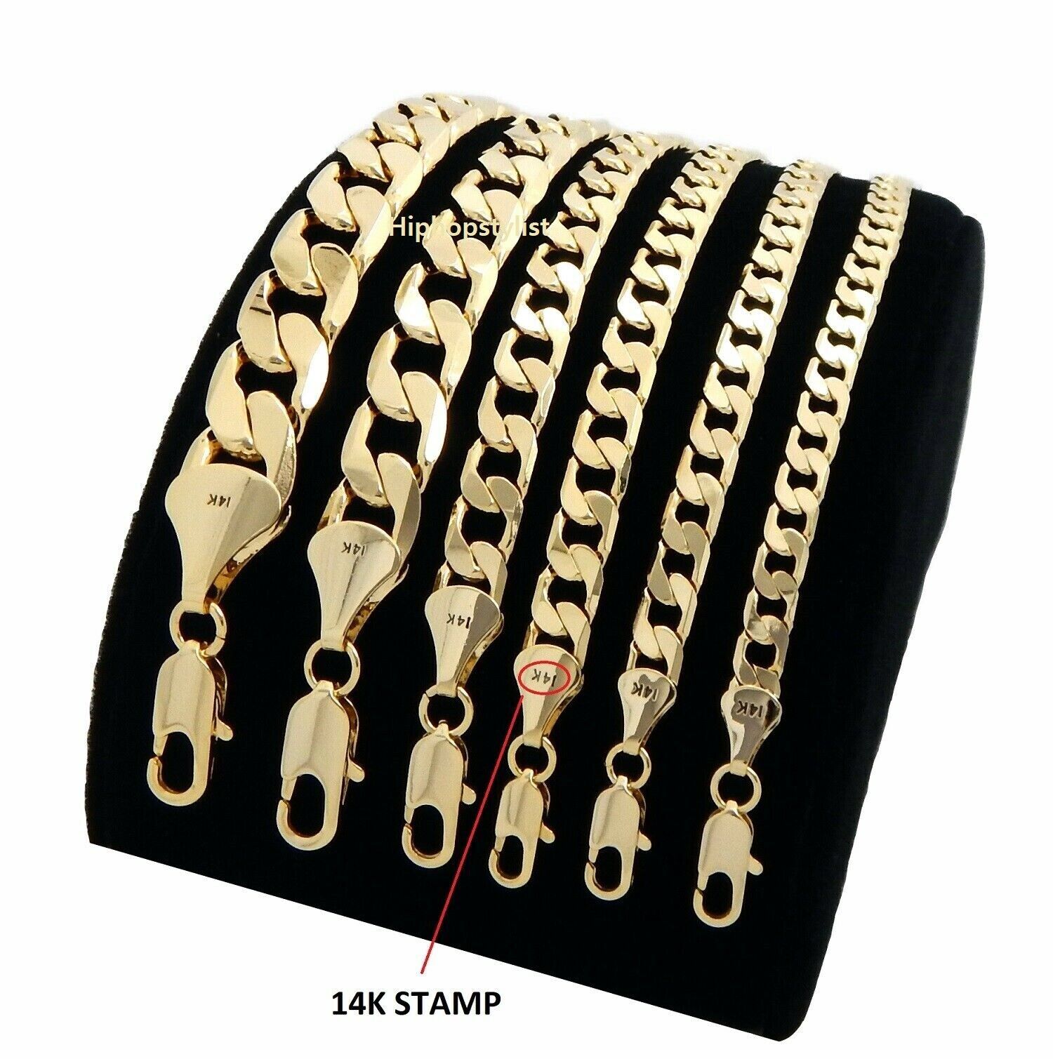 14k Italian Cuban link Chain Necklace 4mm to 12mm Gold Plated 8″ 9″ 20″ 24″ 30″