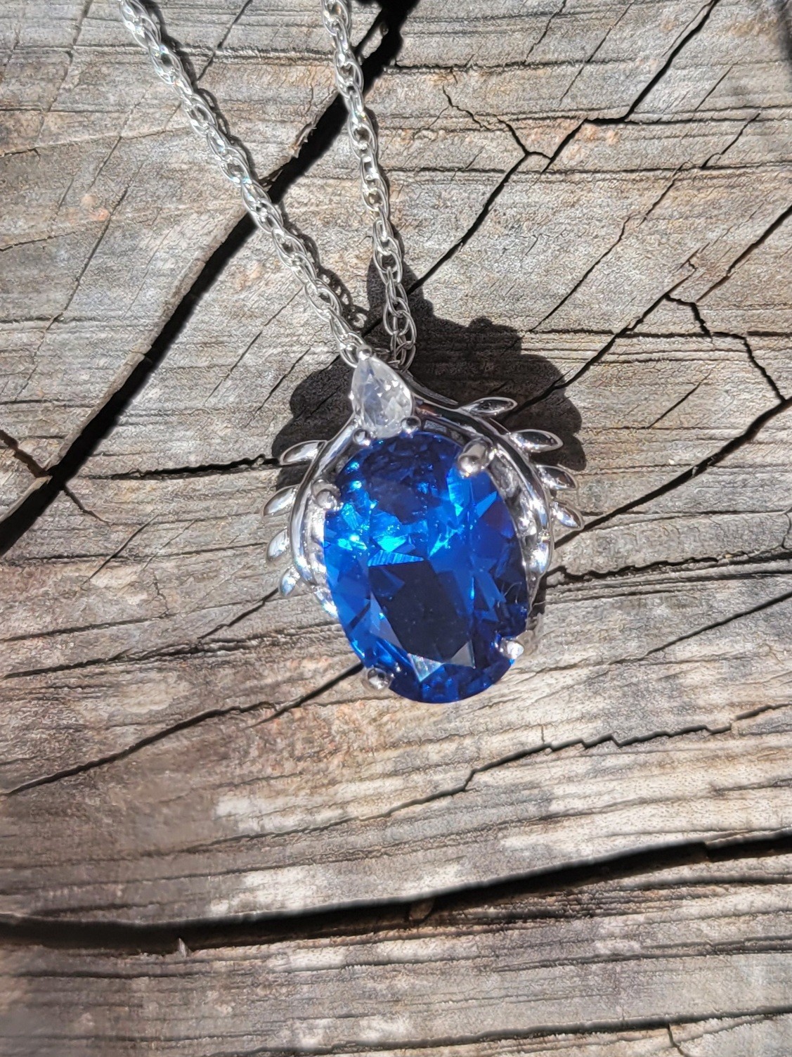 4.10 Ct Blue Saphire? Lab? Cz? 925 S/S Necklace