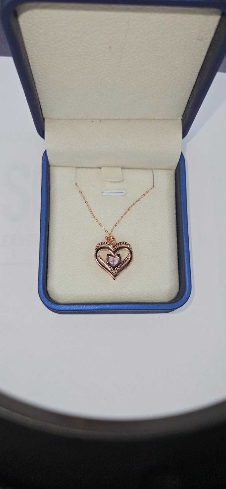 ​New Rose Gold Tone Double Purple Heart Necklace I Love You Always and Forever