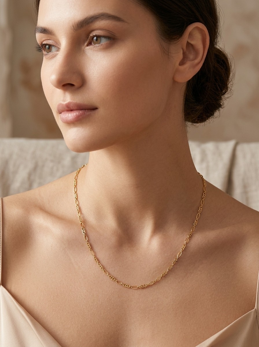 18K Gold Plated Dainty Link Chain Necklace for Women Waterproof & Anti-Tarnish