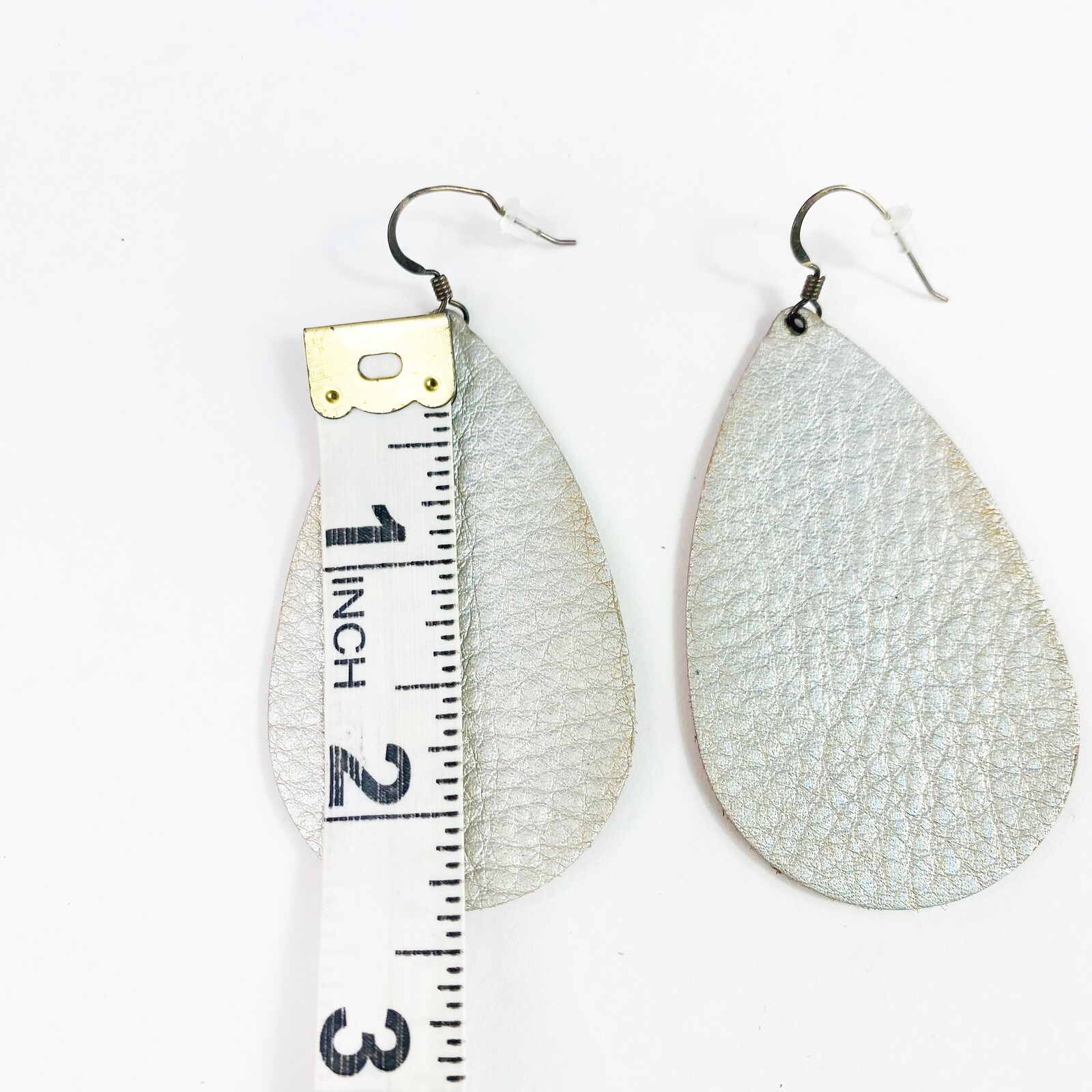 Nickel & Suede Leather Teardrop Dangle Earrings Bundle Of Three Blues & Silver
