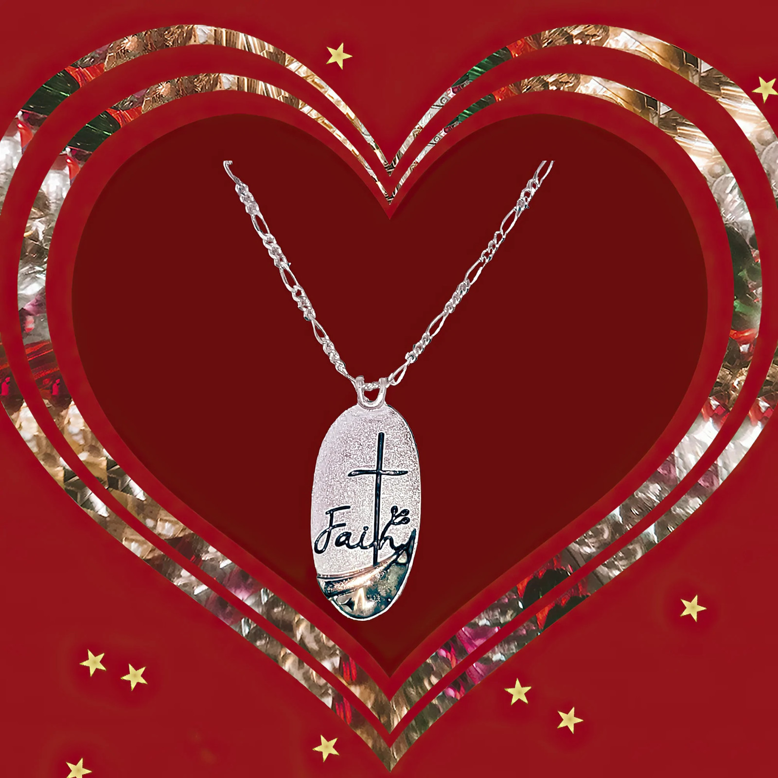 Abalone Cross Pendant Necklace & Earring Set Faith Jewelry 20in
