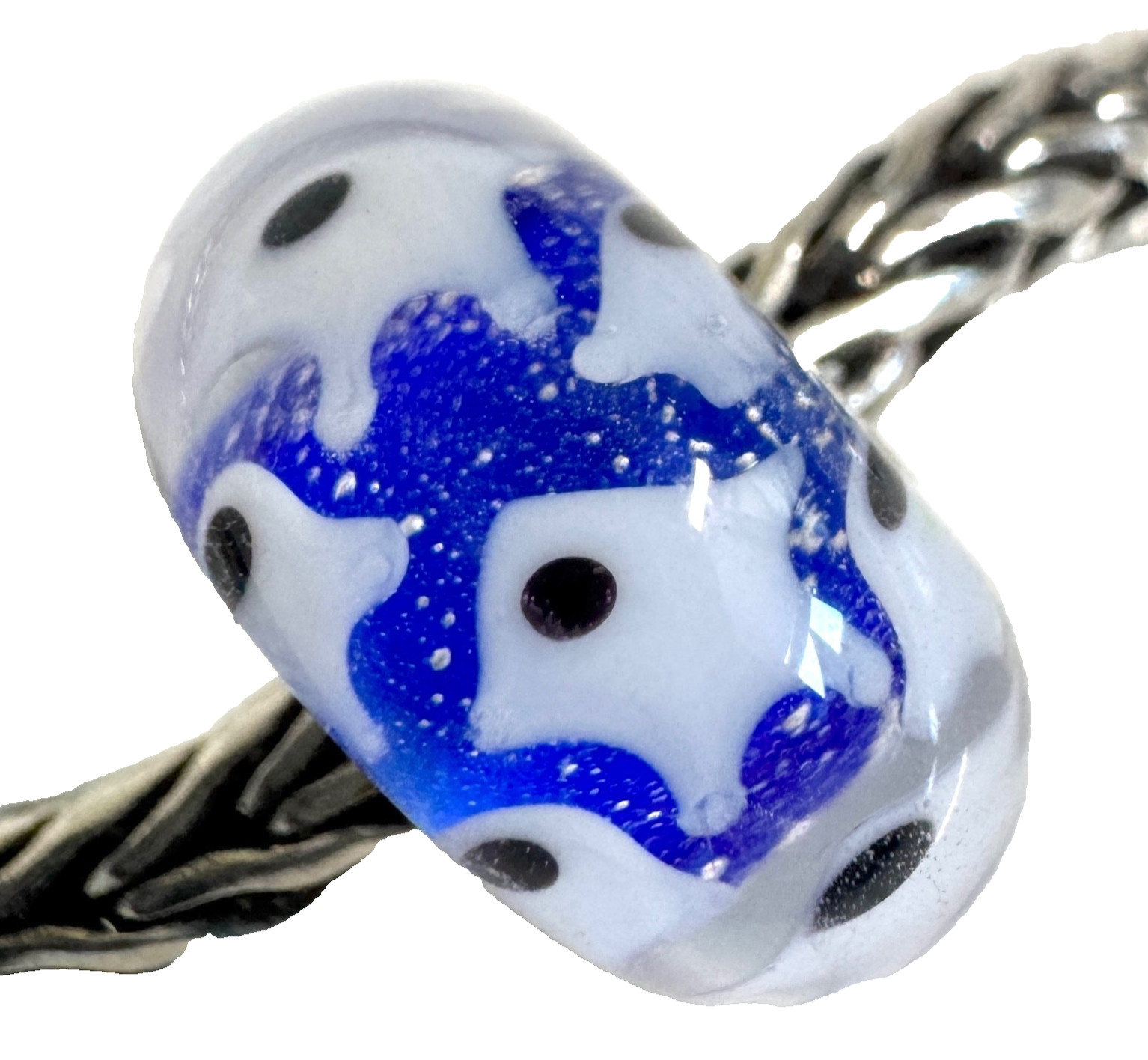 NEW💕Trollbeads UNIQUES Critters Beautiful Blue Cosmic Base with White Starfish