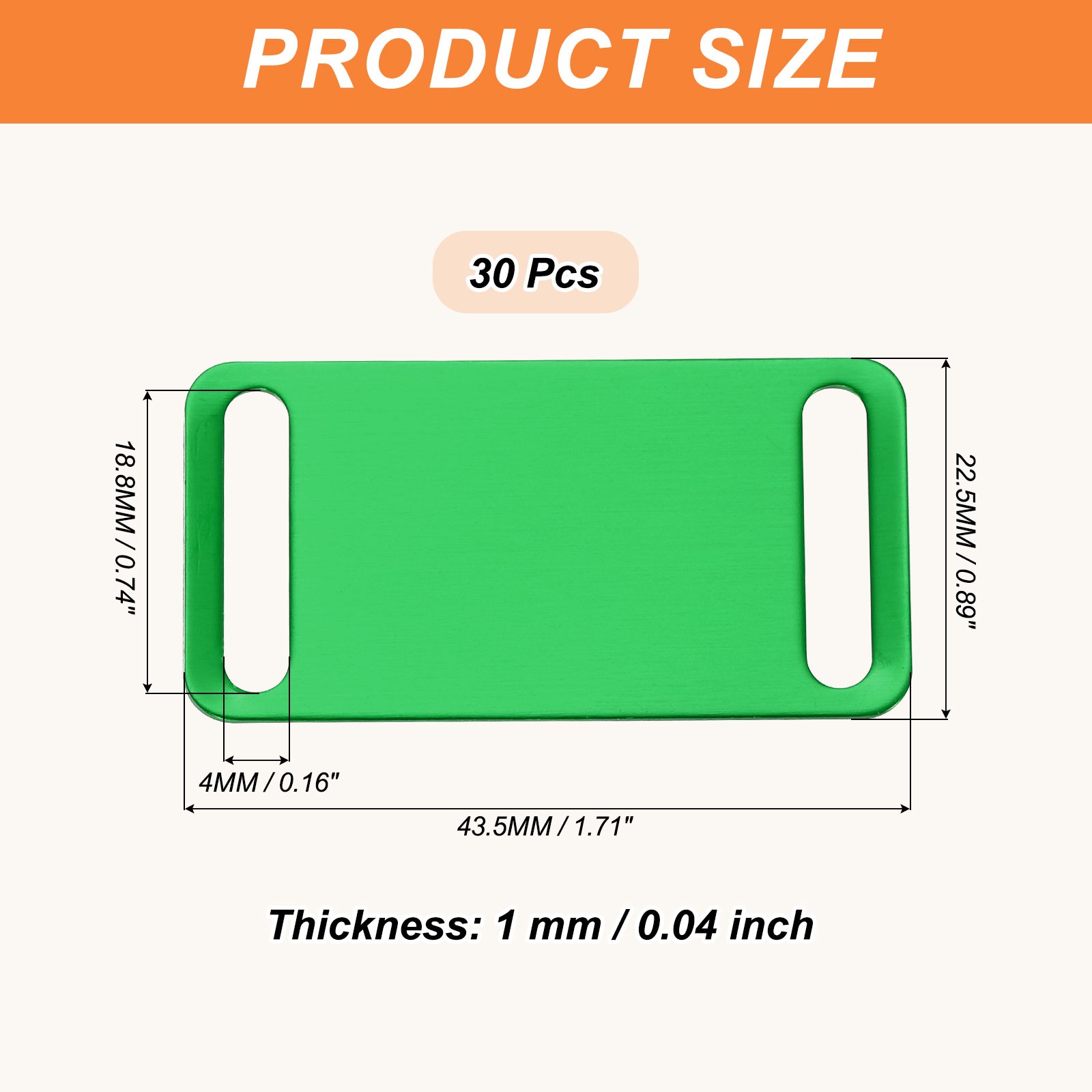 30 Pcs Anodized Aluminum Blank Tags 48 mm Sided Pet ID Stamping Tags, Green