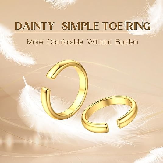 14K Gold Filled Toe Rings Adjustable Toe Ring for Women Thin Toe Rings Open Band