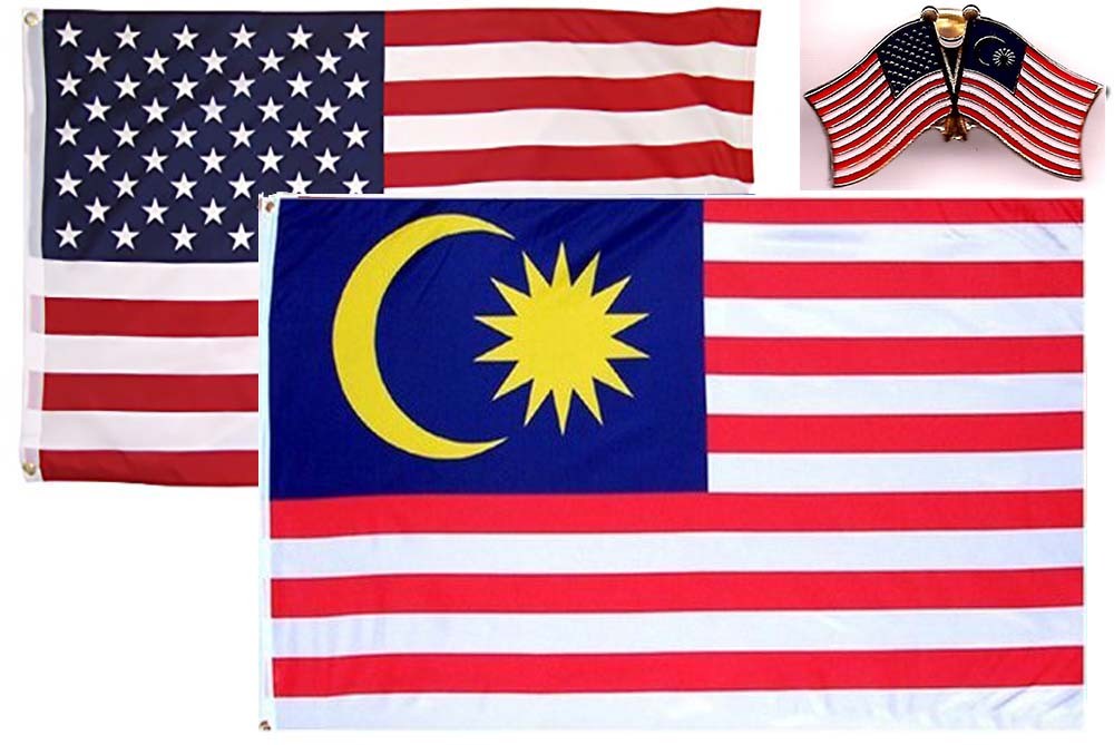 Wholesale Combo USA & Malaysia Country 2×3 2’x3′ Flag & Friendship Lapel Pin