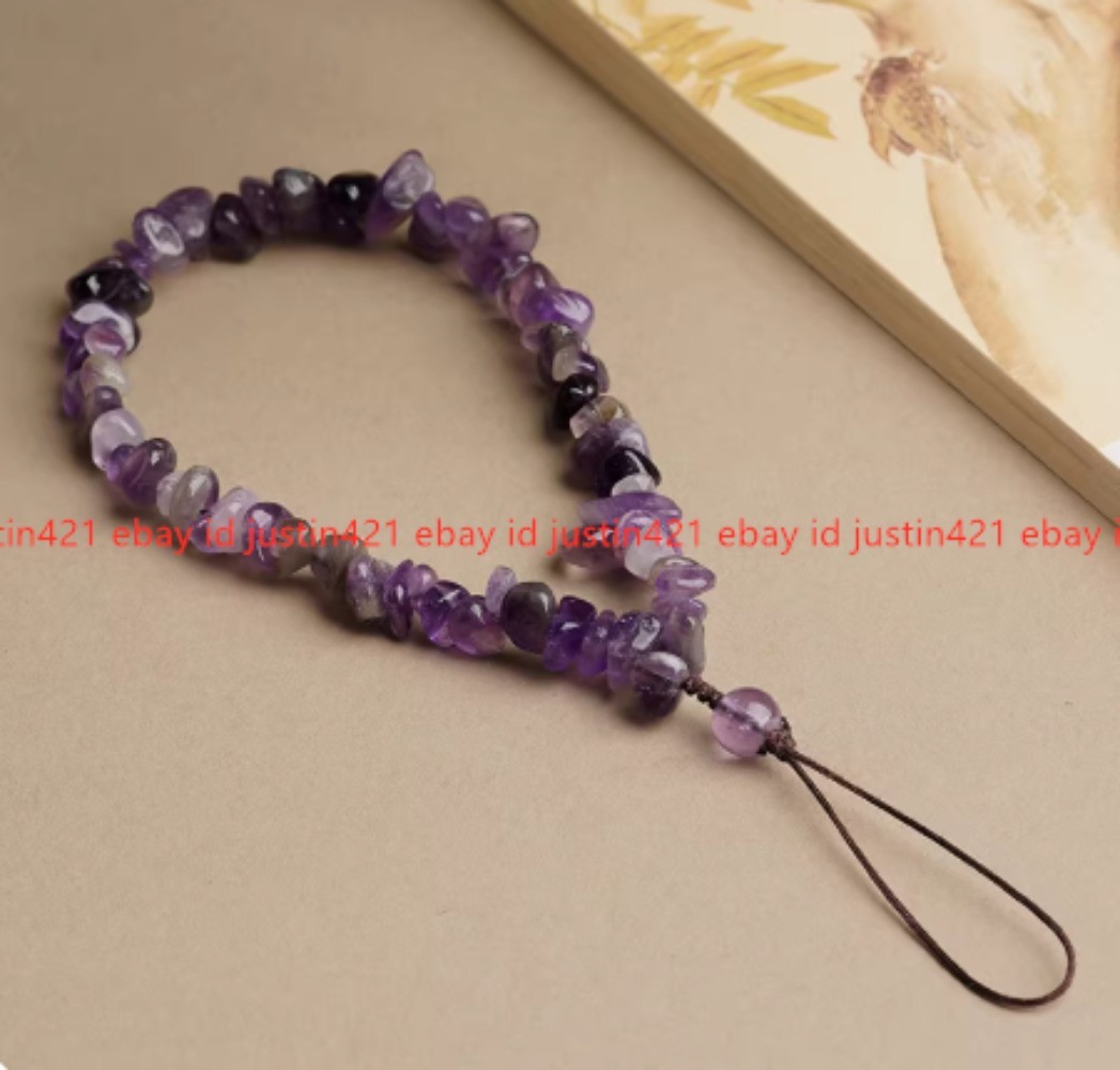 New Natural Amethyst Crushed Stone Wrist Style Anti Lost Phone Lanyard