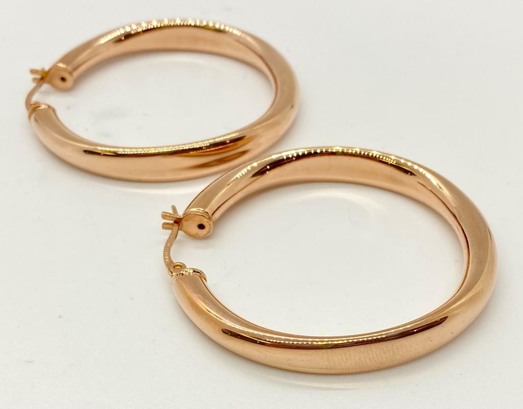 QVC Steel by Design Stainless Steel Round Hoop Earrings Rosetone