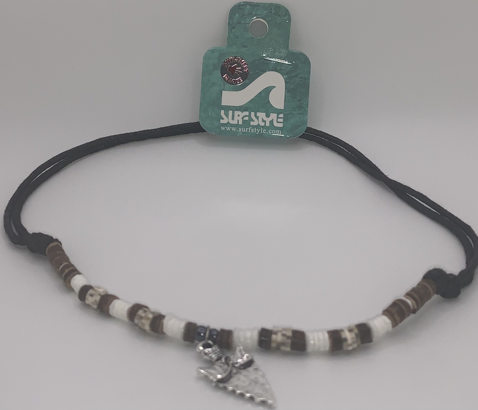 Surf Style White Brown Tan Blue Arrowhead Necklace 18″ 136240 New Authentic BOGO