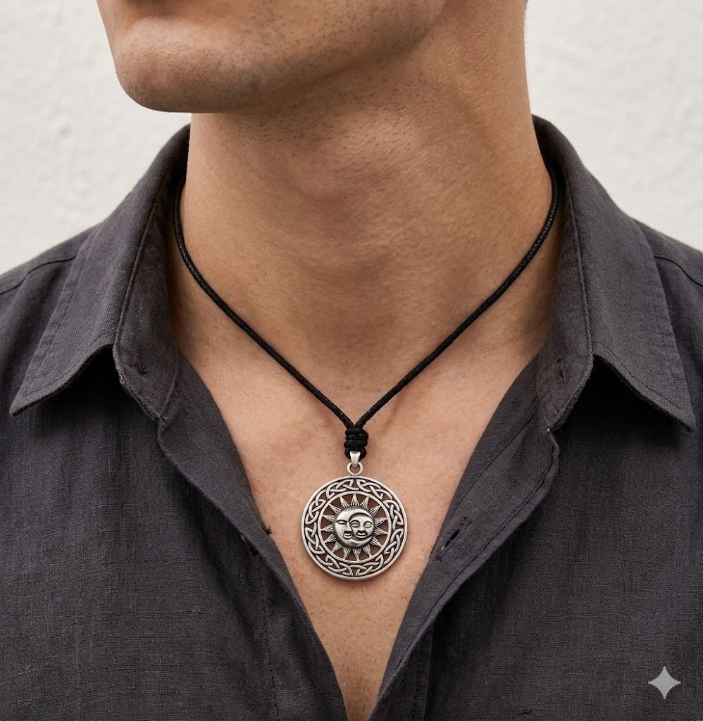 Sun & Moon Ying Yang Sterling Silver Pewter Brass Charm Necklace Pendant Jewelry