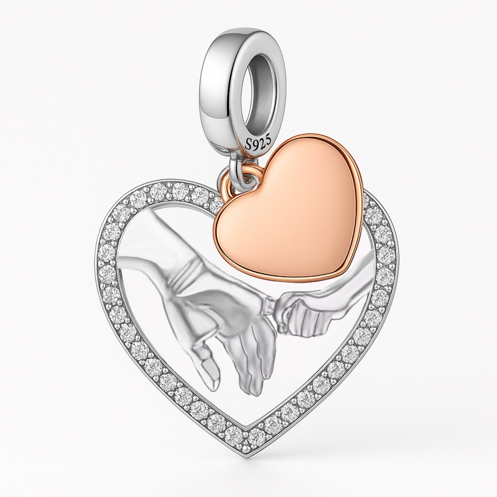 Holding Hands Charm For Bracelet, Dad Heart Charm, Parent Charm