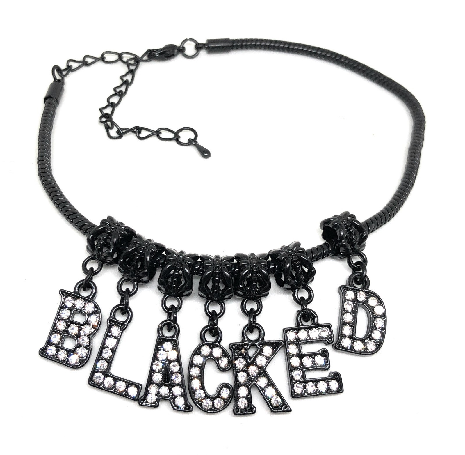 Custom Black Crystal Letter Anklet Swinger Hotwife BBC Queen Of Spades QOS Vixen