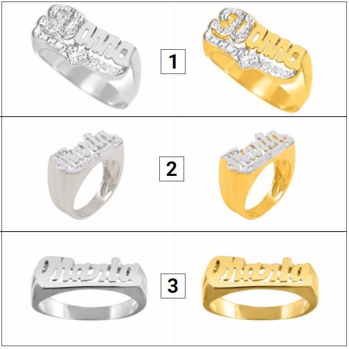 Personalized Sterling Silver AND Gold Plated Script Any Name Ring 3 Styles