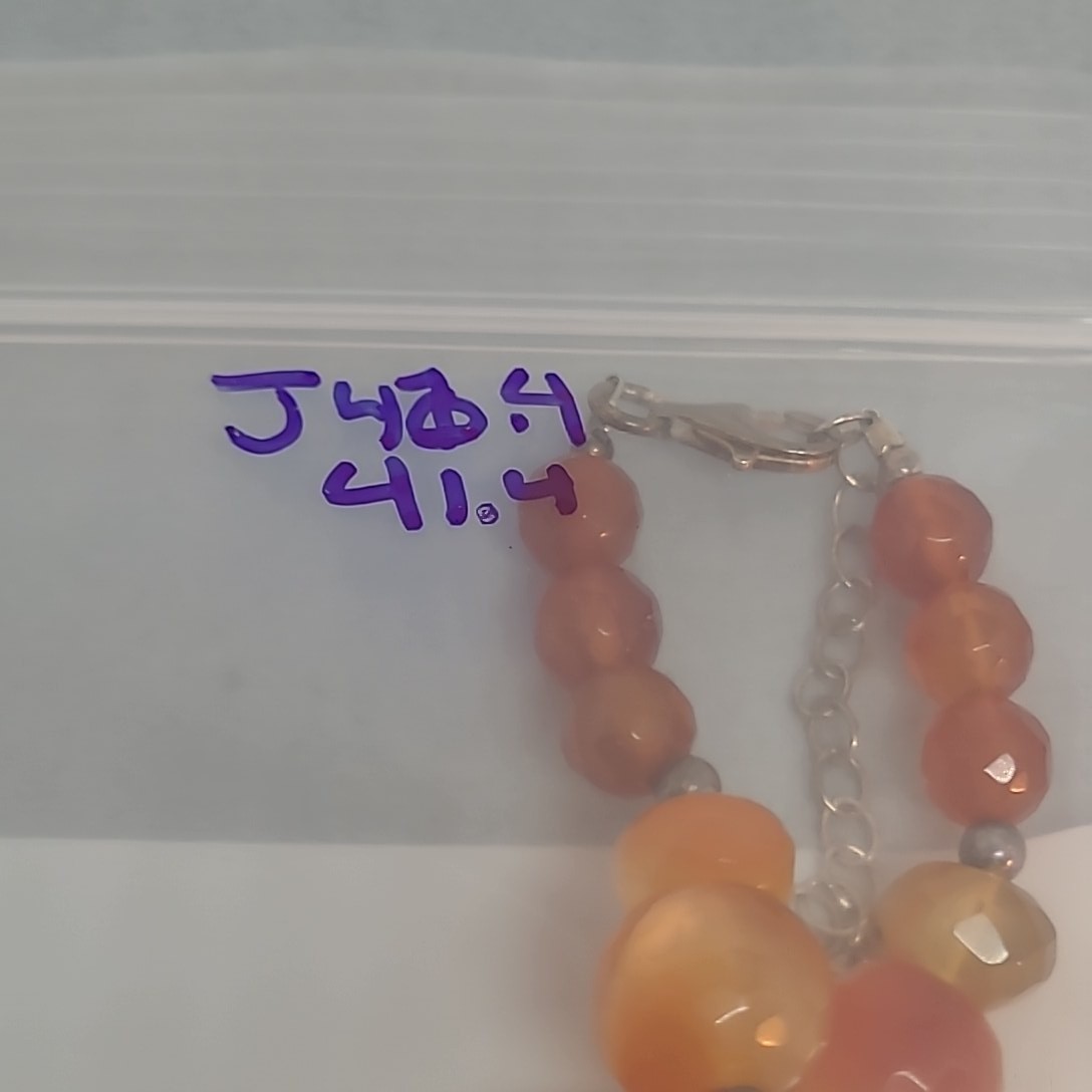 Vintage Carnelian Agate Necklace 925 Orange Sterling Silver Beaded Statement