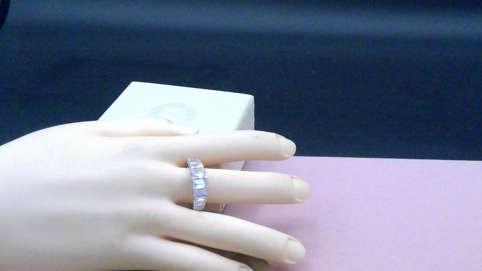 Diamonique QVC Sterling Silver Channel-Set CZ Size 9/9.25 Ring NWOT