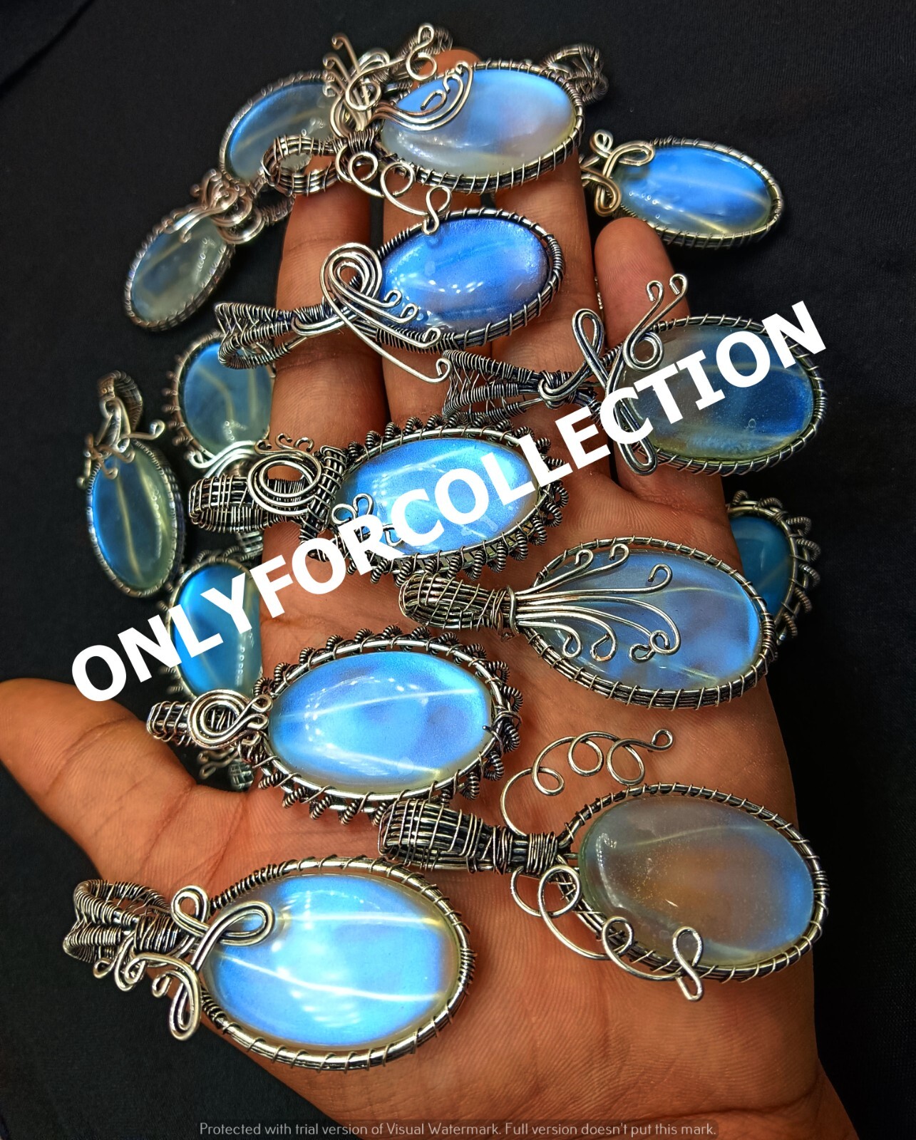 SALE AURORA OPALITE GEMSTONE SILVER WIRE WRAP OXIDIZED 10 PCS DESIGNER PENDANT