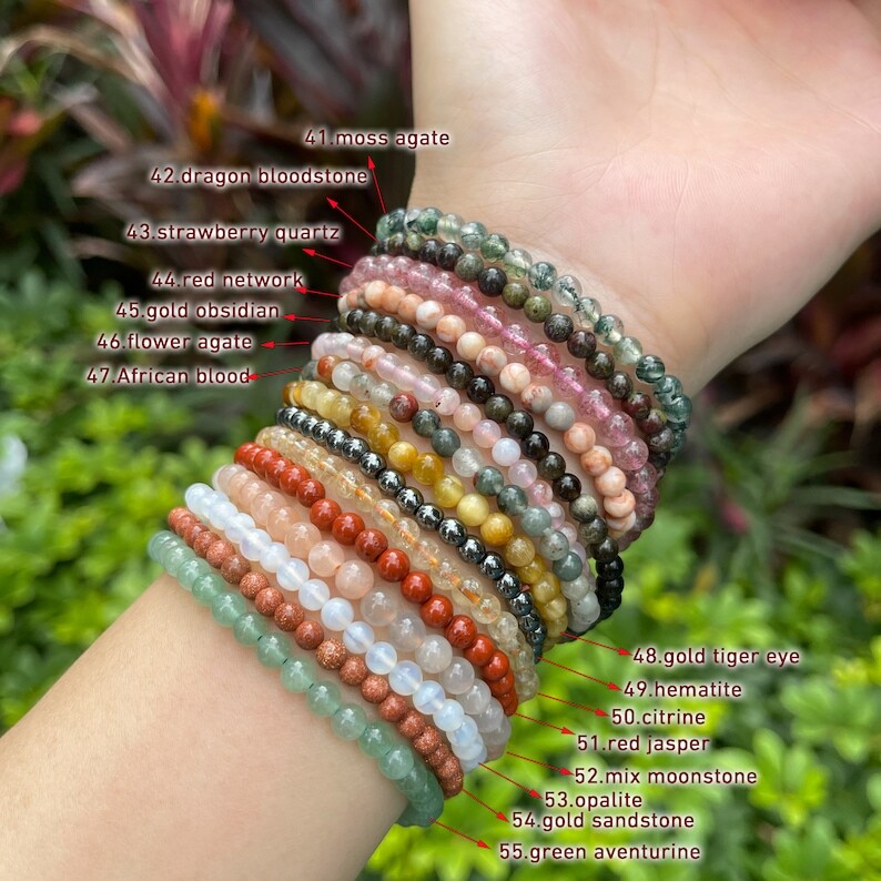 4mm Natural Gemstone Round Beads Layering Healing Bracelets for Reiki Balance