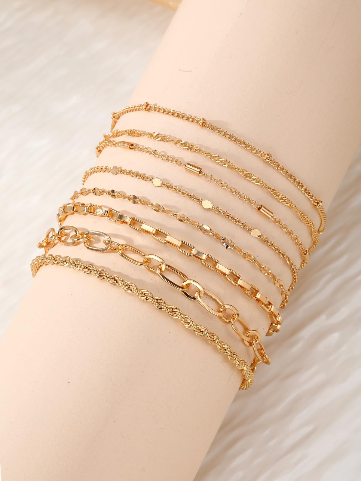 Pulseras De Eslabones Chapadas En Oro 14K Joyas Joyeria Regalos Para Mujeres