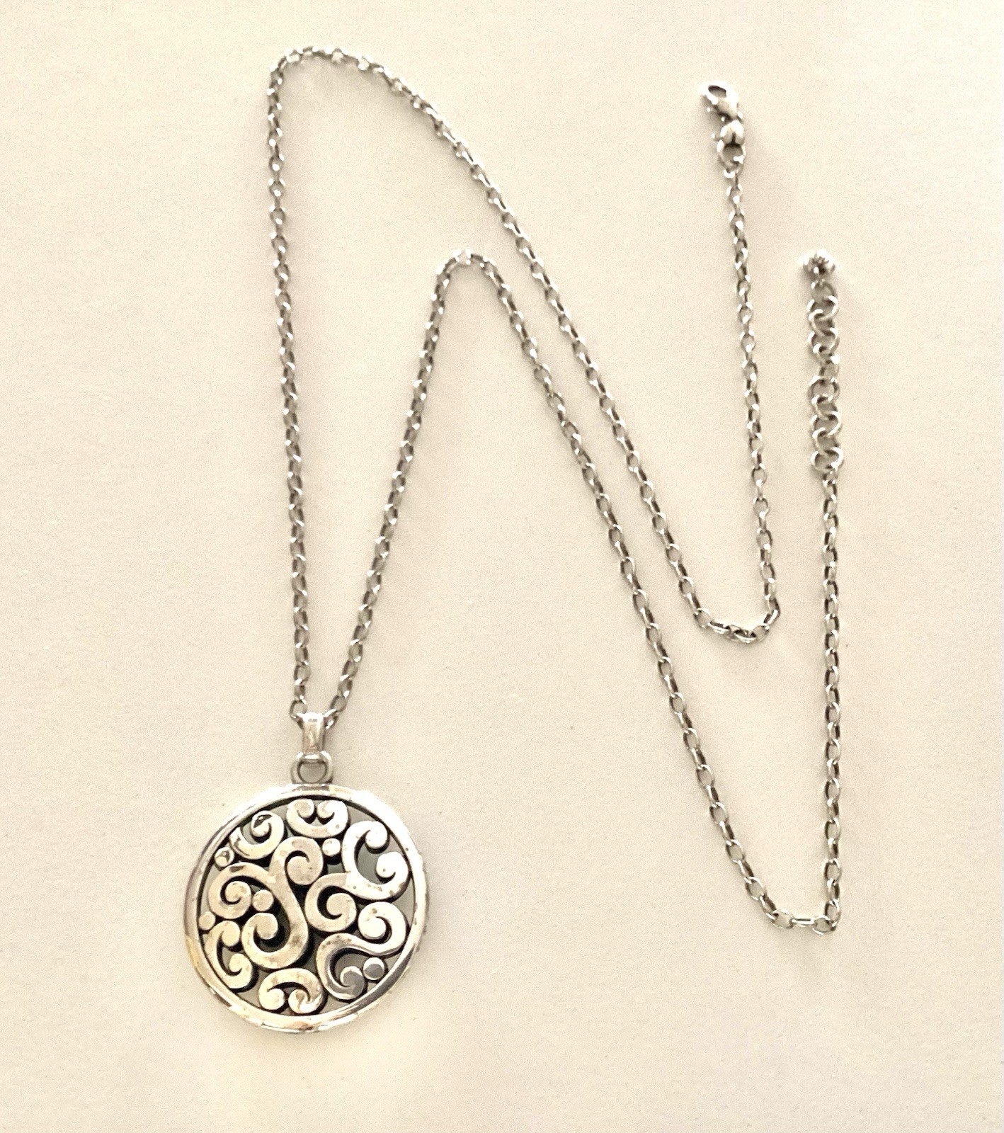 Brighton Contempo Round Pendant On Convertible Necklace Silver