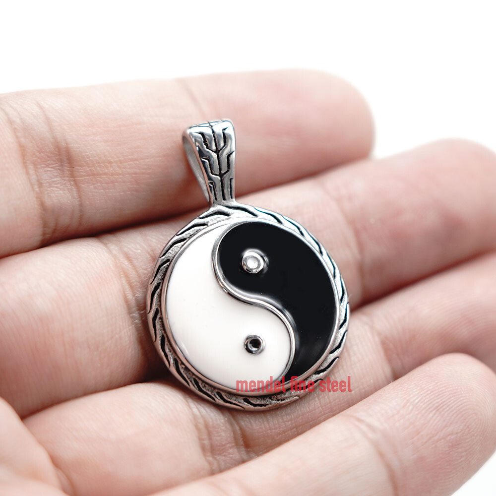 MENDEL Gold Plated Tone Mens Good Luck Protection Yin Ying Yang Pendant Necklace