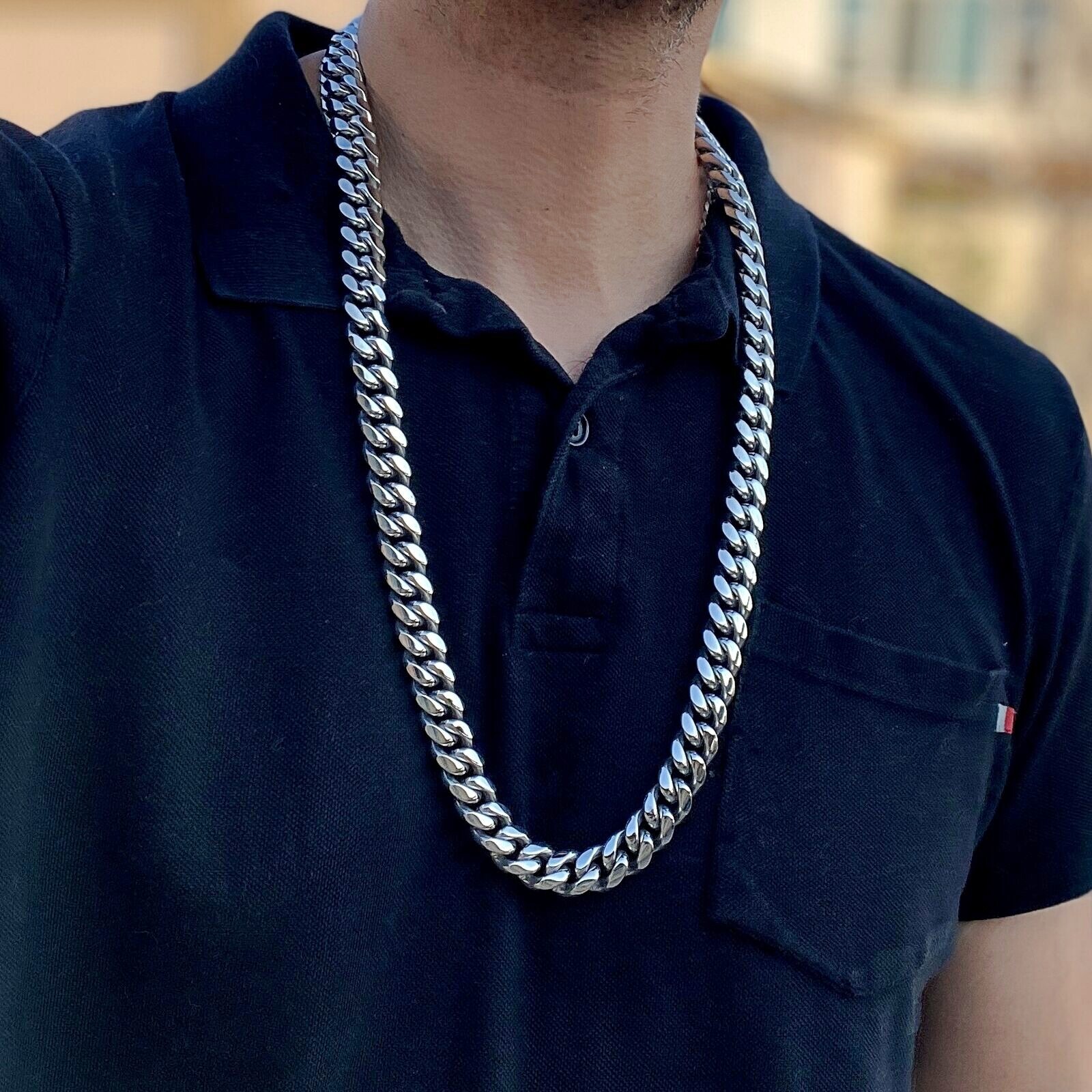Mens Hip Hop Chain 316L Stainless Steel Cuban Link Heavy Necklace 30″ 14MM Thick