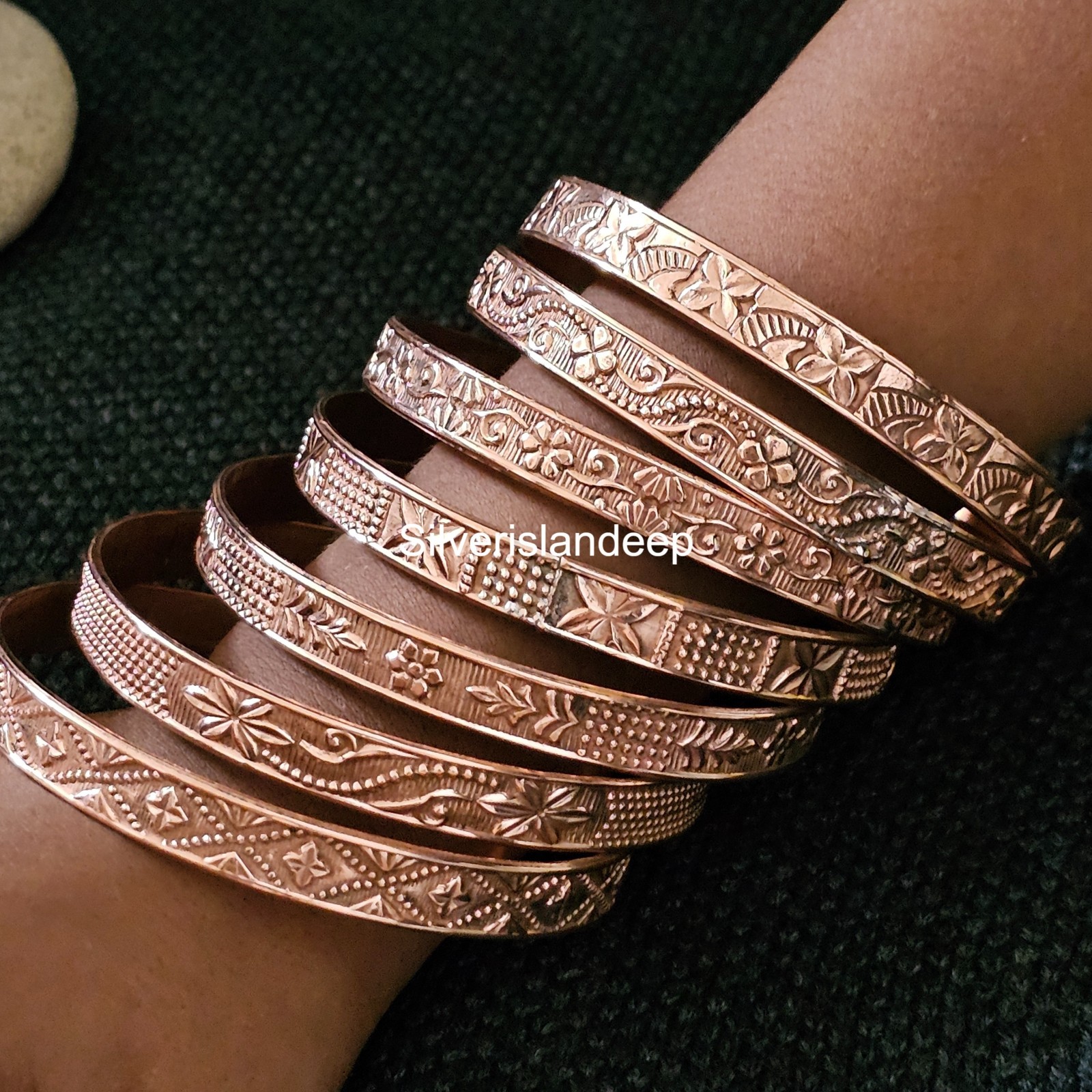 Pure Copper Bangles Set Of 7 Bangles Statement Bangles For Women Jewelry NABAA-5