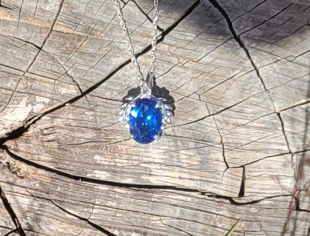 4.10 Ct Blue Saphire? Lab? Cz? 925 S/S Necklace
