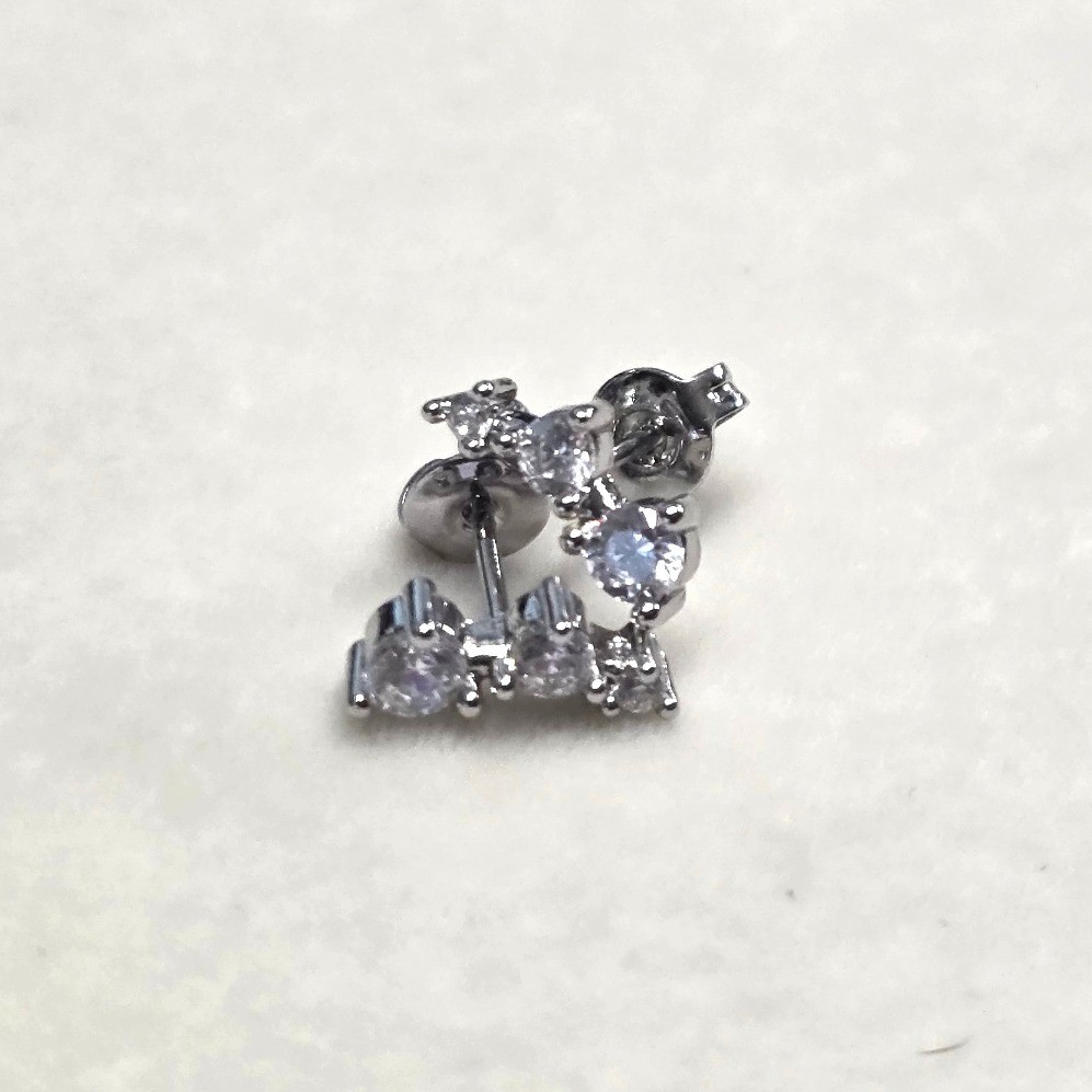 New AAAAA 5A Cubic Zirconia CZ Graduated Climber 925 Posts PLated Stud Earrings